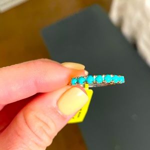 Women’s size 8 Silver ring with teal accent beads